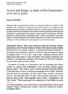 Tawhid and Trinity A Study of Ibn Taymiyyah’s al Jawab al sahih