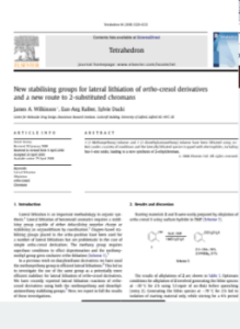 New stabilising groups for lateral lithiation of ortho-cresol derivatives
