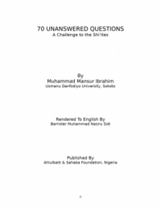 70 UNANSWERED QUESTIONS A Challenge to the Shi’ites