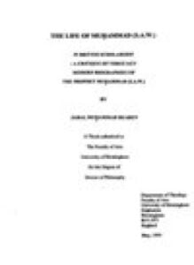 THE LIFE OF MUHAMMAD S A W IN BRITISH SCHOLARSHIP A CRITIQUE OF THREE KEY MODERN BIOGRAPHIES OF THE PROPHET MUHAMMAD S A W