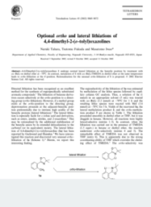 Optional ortho and lateral lithiations of4,4-dimethyl-2-(o-tolyl)oxazolines
